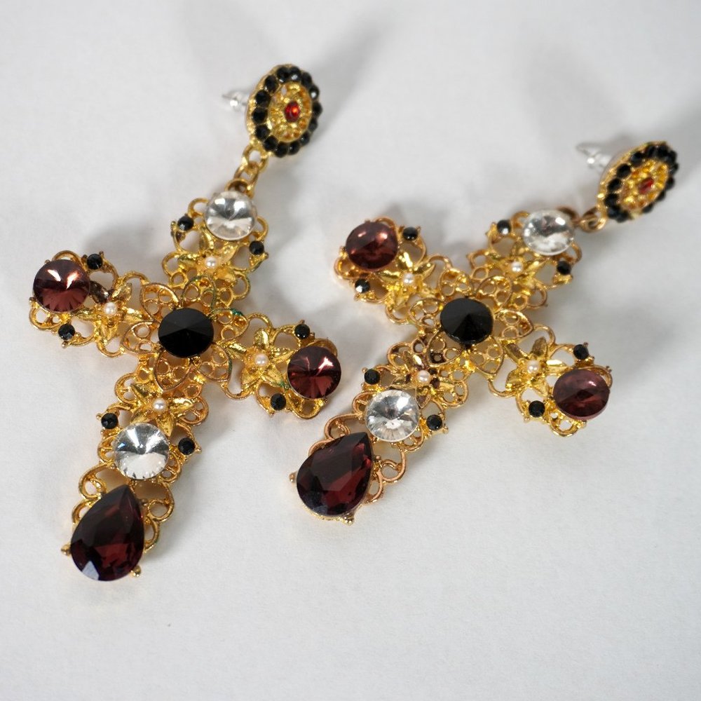 Gothic Style Cross Earrings